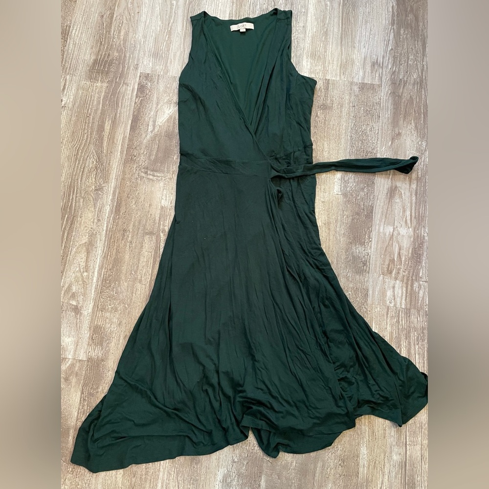 LOFT green wrap dress
